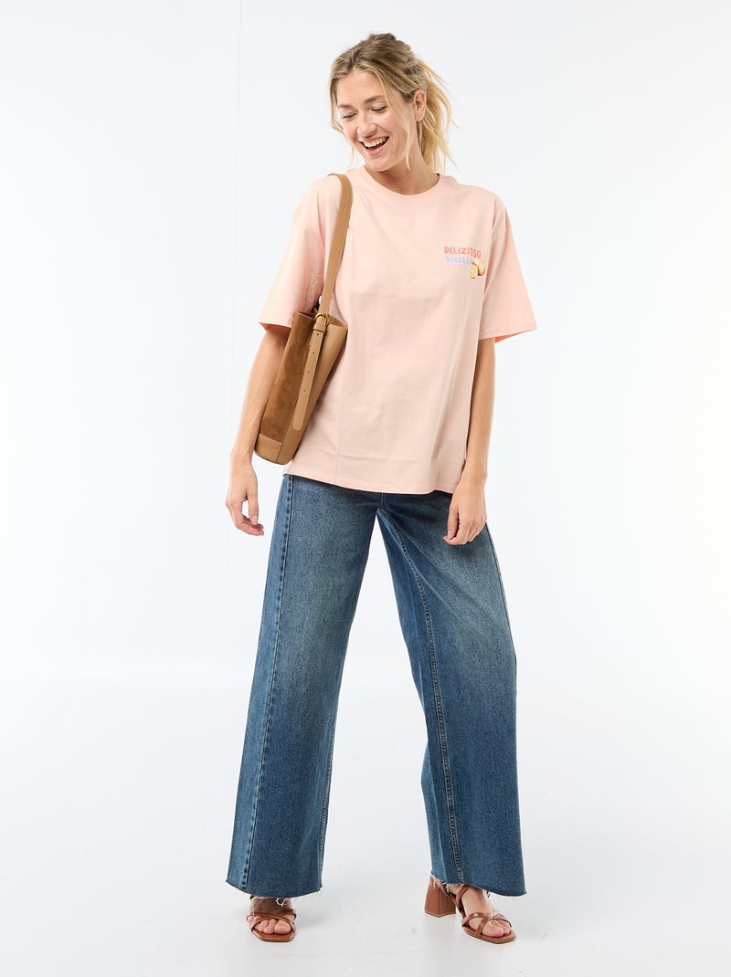 Tee-shirt oversize à message Blanc - Kiabi