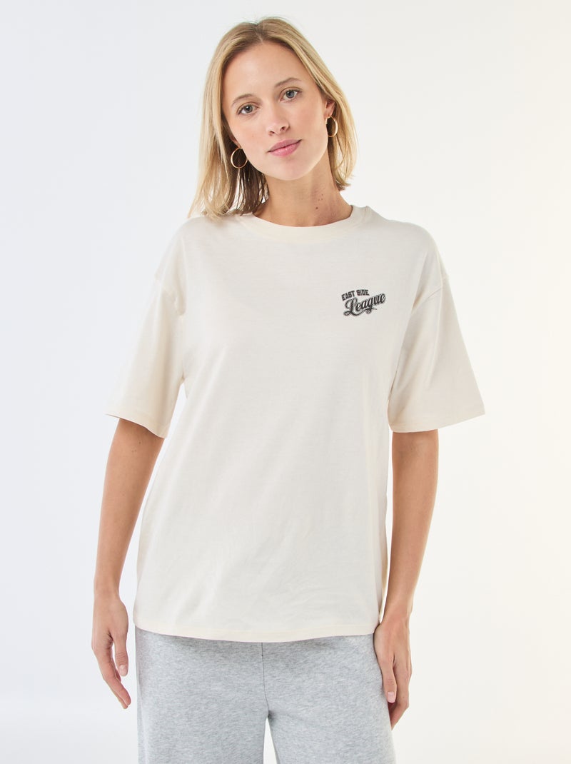 Tee-shirt oversize à message Blanc - Kiabi