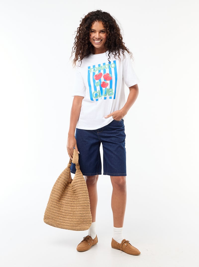 Tee-shirt oversize à message Blanc - Kiabi