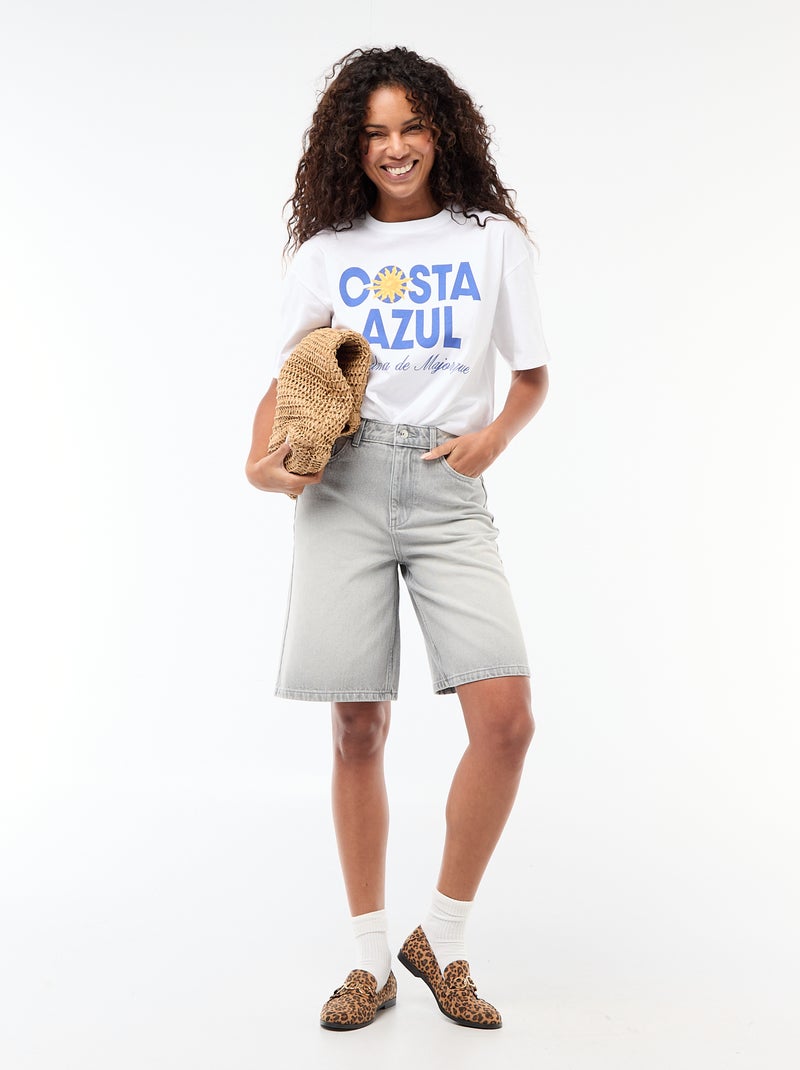 Tee-shirt oversize à message Blanc - Kiabi