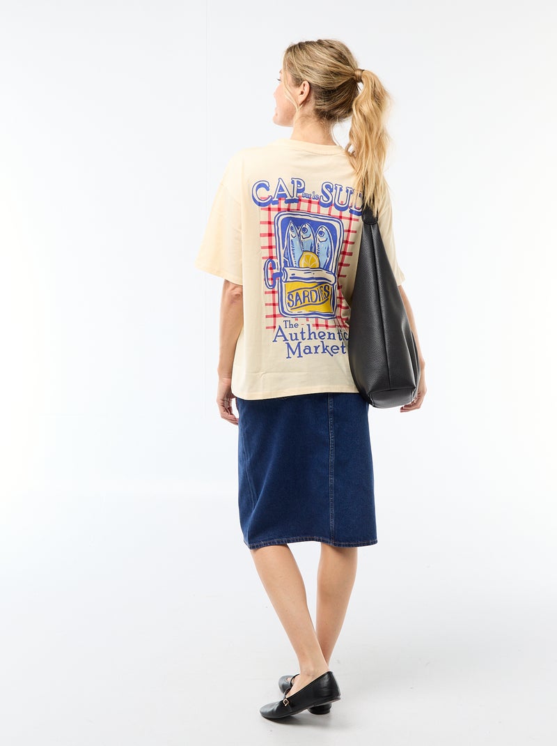 Tee-shirt oversize à message Jaune - Kiabi