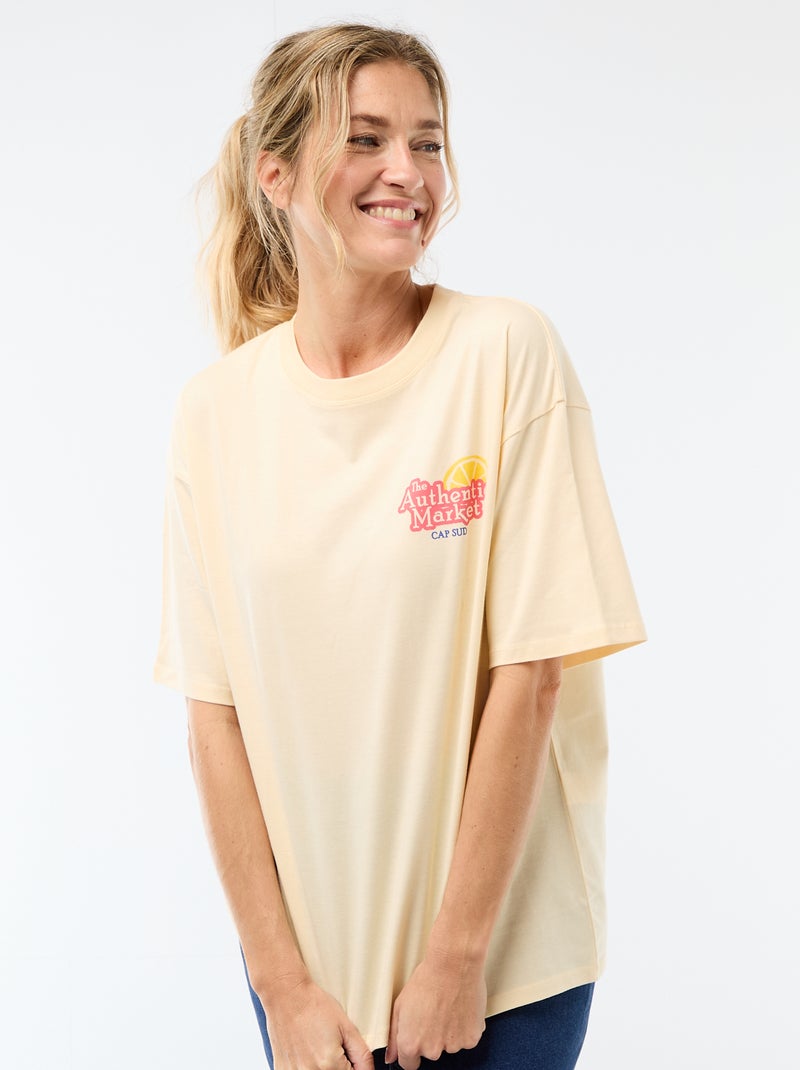 Tee-shirt oversize à message Jaune - Kiabi