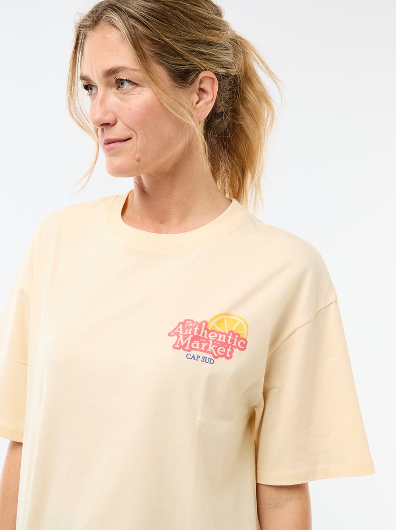 Tee-shirt oversize à message Jaune - Kiabi
