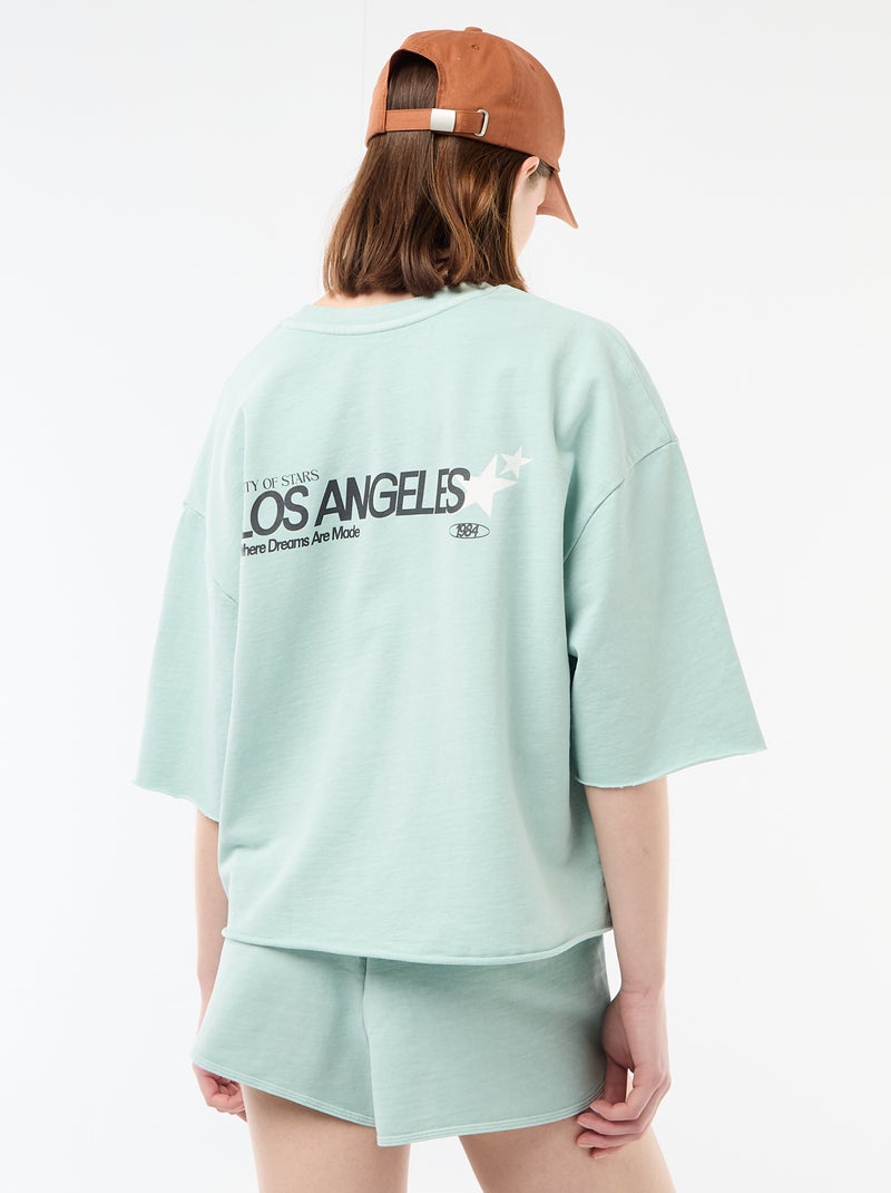 Tee-shirt oversize avec inscription Bleu - Kiabi