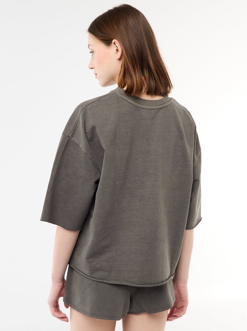 Tee-shirt oversize avec inscription Gris - Kiabi