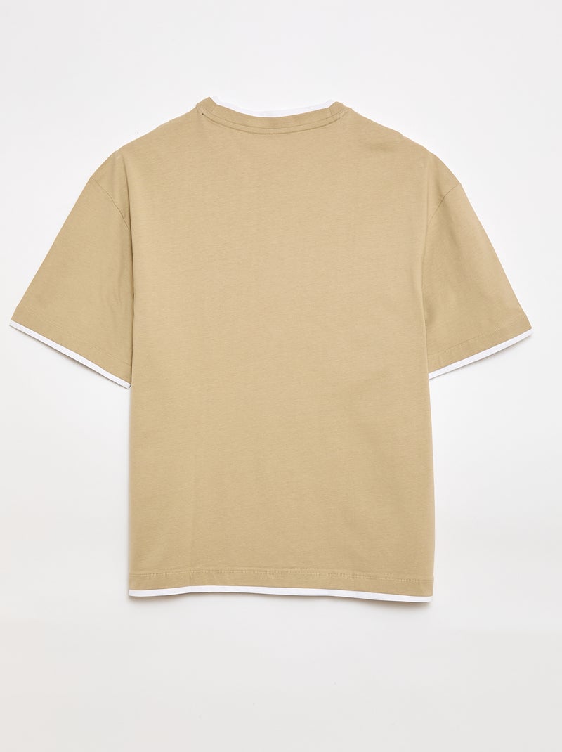 Tee-shirt oversize effet 2-en-1 +1m90 Beige - Kiabi