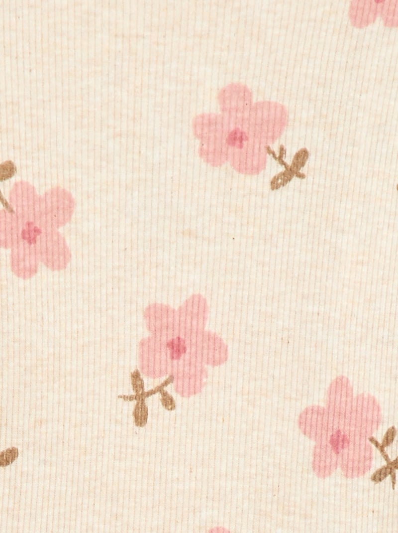 Tee-shirt rib col ondulé Beige - Kiabi