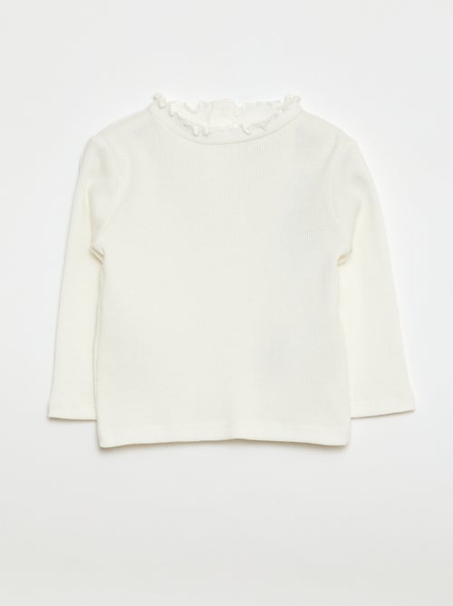 Tee-shirt rib col ondulé - Kiabi