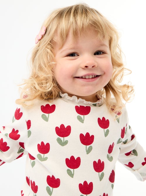 Tee-shirt rib col ondulé - Kiabi