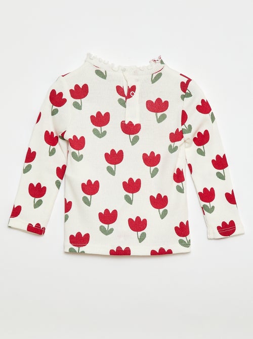 Tee-shirt rib col ondulé - Kiabi