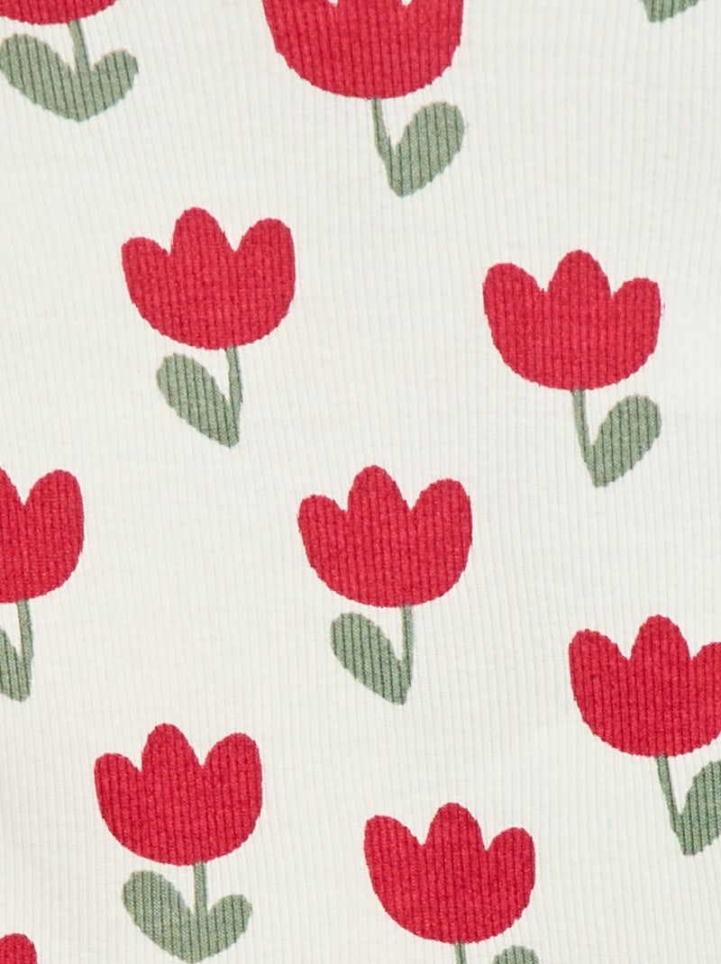 Tee-shirt rib col ondulé Blanc - Kiabi