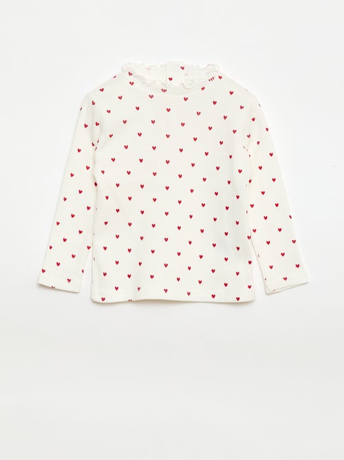 Tee-shirt rib col ondulé - Kiabi