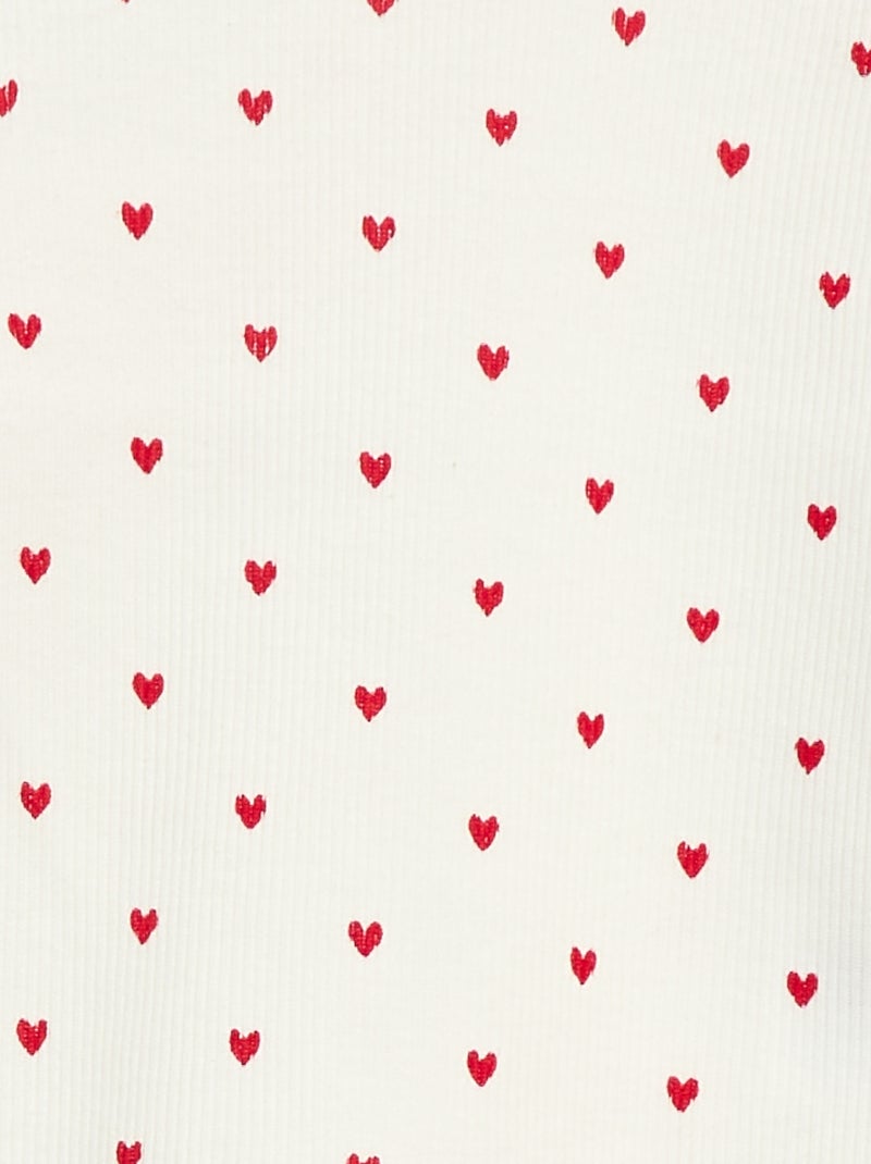 Tee-shirt rib col ondulé Blanc - Kiabi