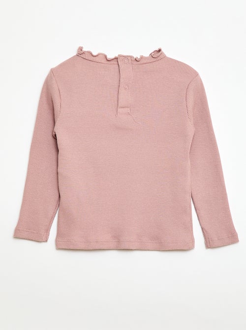 Tee-shirt rib col ondulé - Kiabi