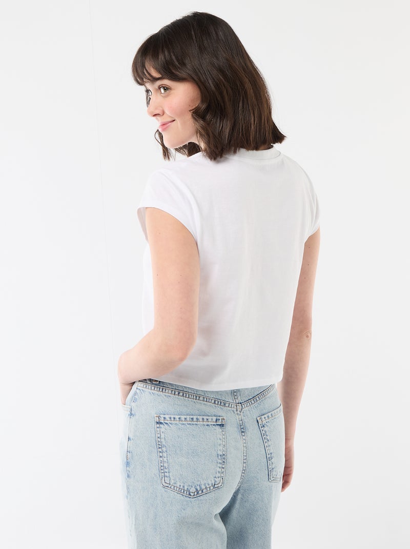 Tee-shirt 'Stitch' cropped Blanc - Kiabi