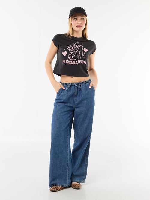 Tee-shirt 'Stitch' cropped 'Disney' - Kiabi