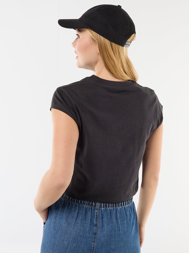 Tee-shirt 'Stitch' cropped 'Disney' Gris - Kiabi