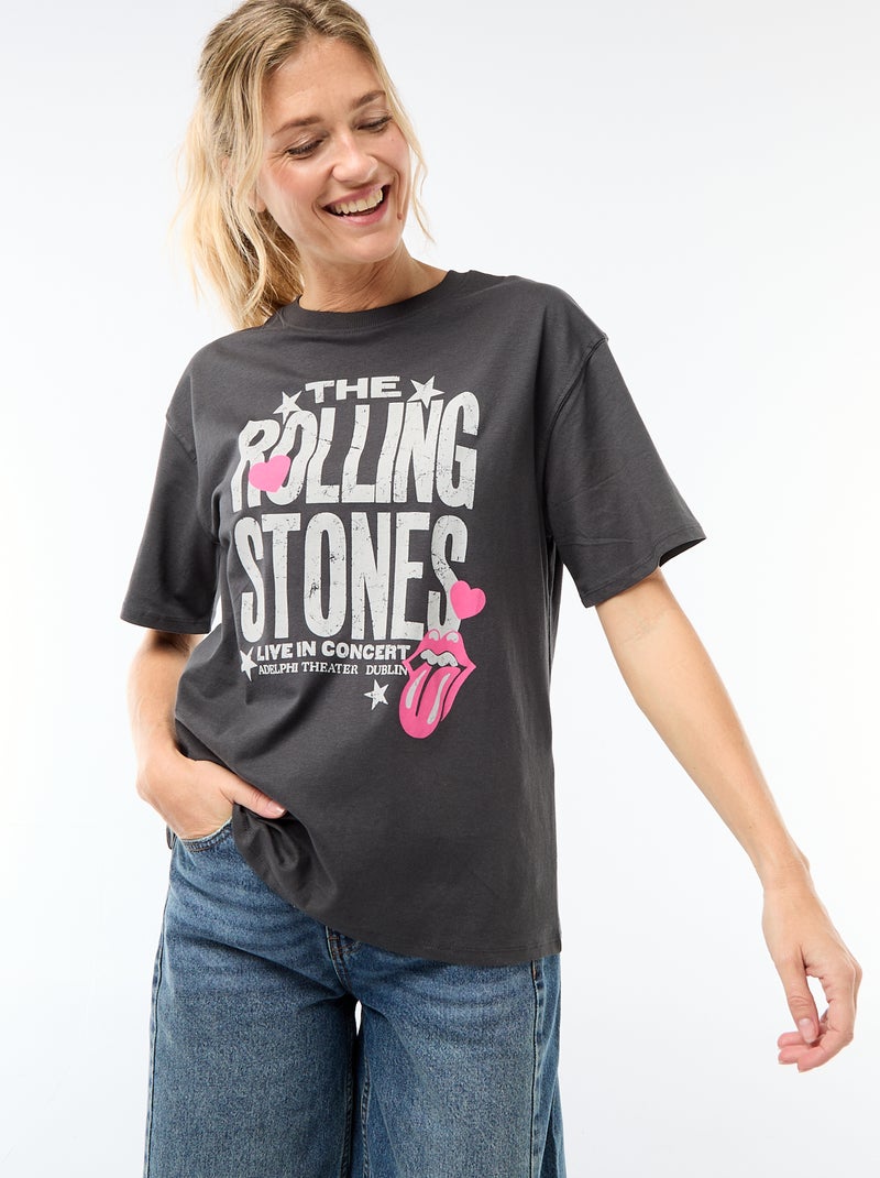 Tee-shirt 'The Rolling Stones' Noir - Kiabi