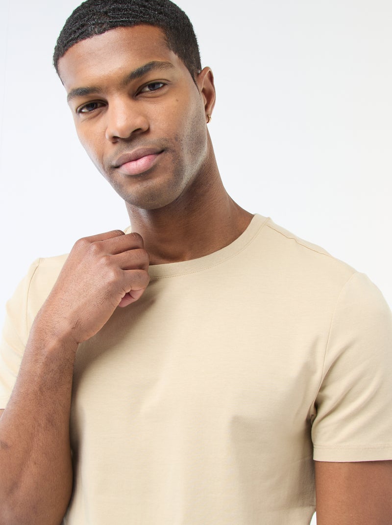 Tee-shirt uni - Slim fit Beige - Kiabi