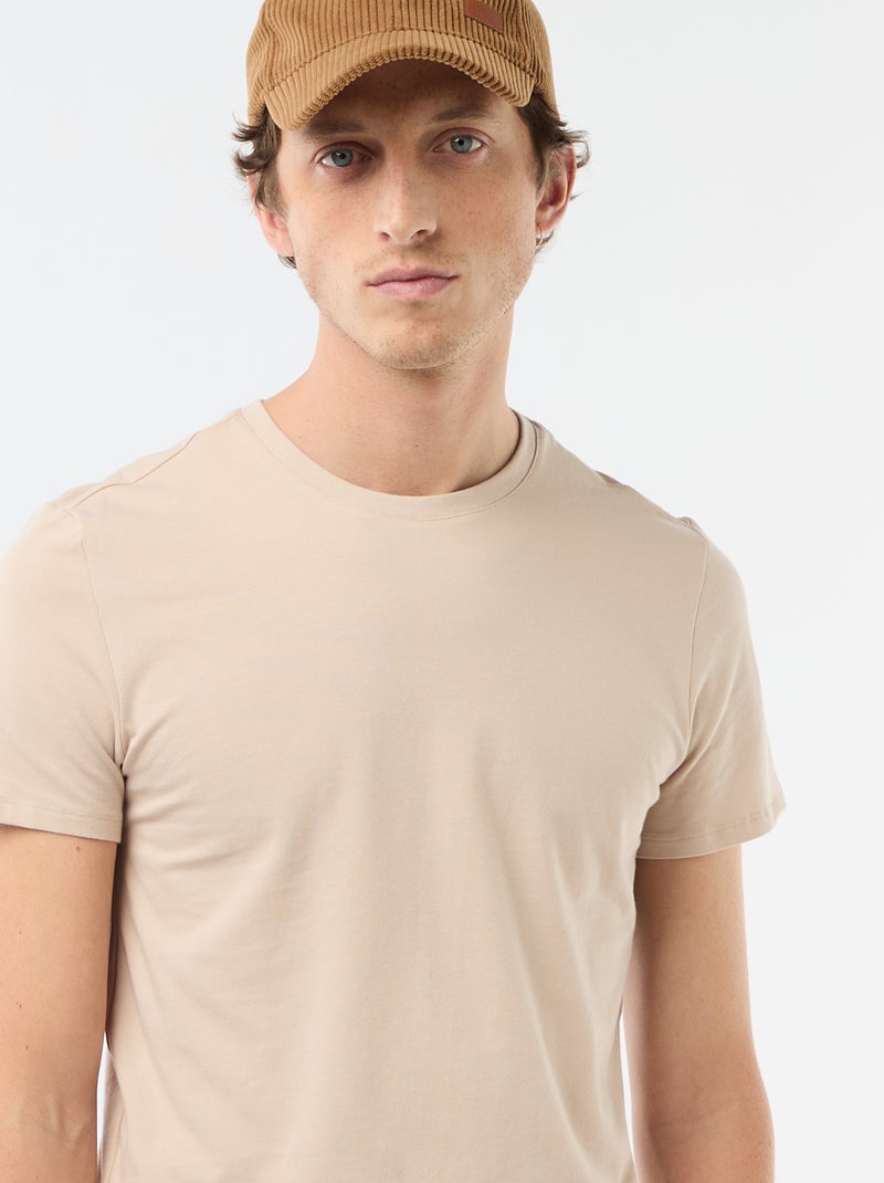 Tee-shirt uni - Slim fit Beige - Kiabi