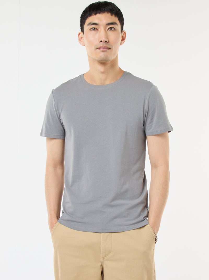 Tee-shirt uni - Slim fit Gris - Kiabi