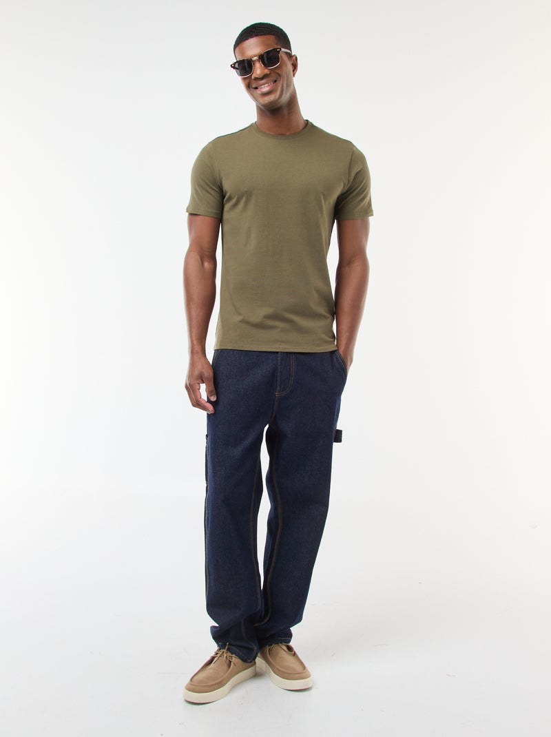 Tee-shirt uni - Slim fit Kaki - Kiabi