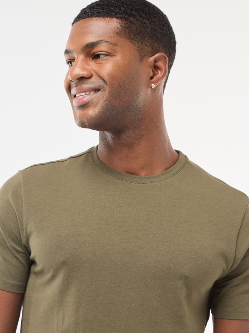 Tee-shirt uni - Slim fit Kaki - Kiabi