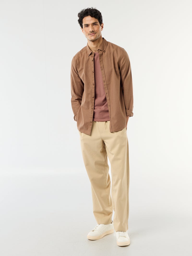 Tee-shirt uni - Slim fit Marron - Kiabi