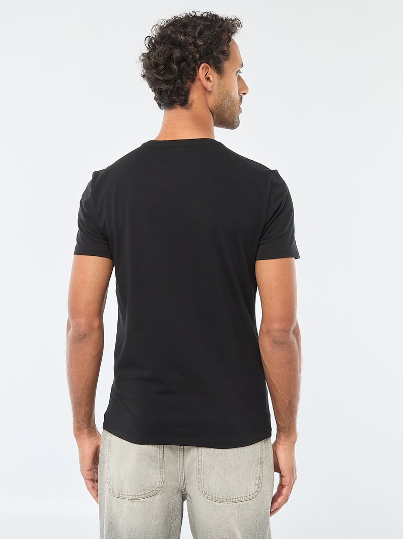 Tee-shirt uni - Slim fit Noir - Kiabi
