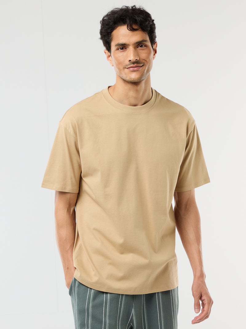 Tee-shirt uni confort fit / oversize Beige - Kiabi