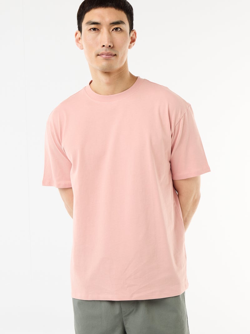 Tee-shirt uni confort fit / oversize Rose - Kiabi