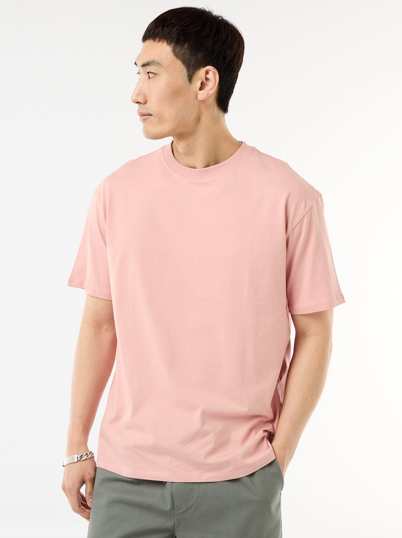 Tee-shirt uni confort fit / oversize Rose - Kiabi