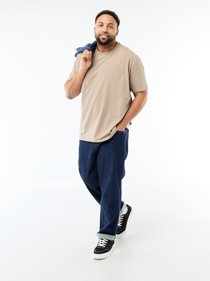 Tee-shirt uni regular fit Beige - Kiabi