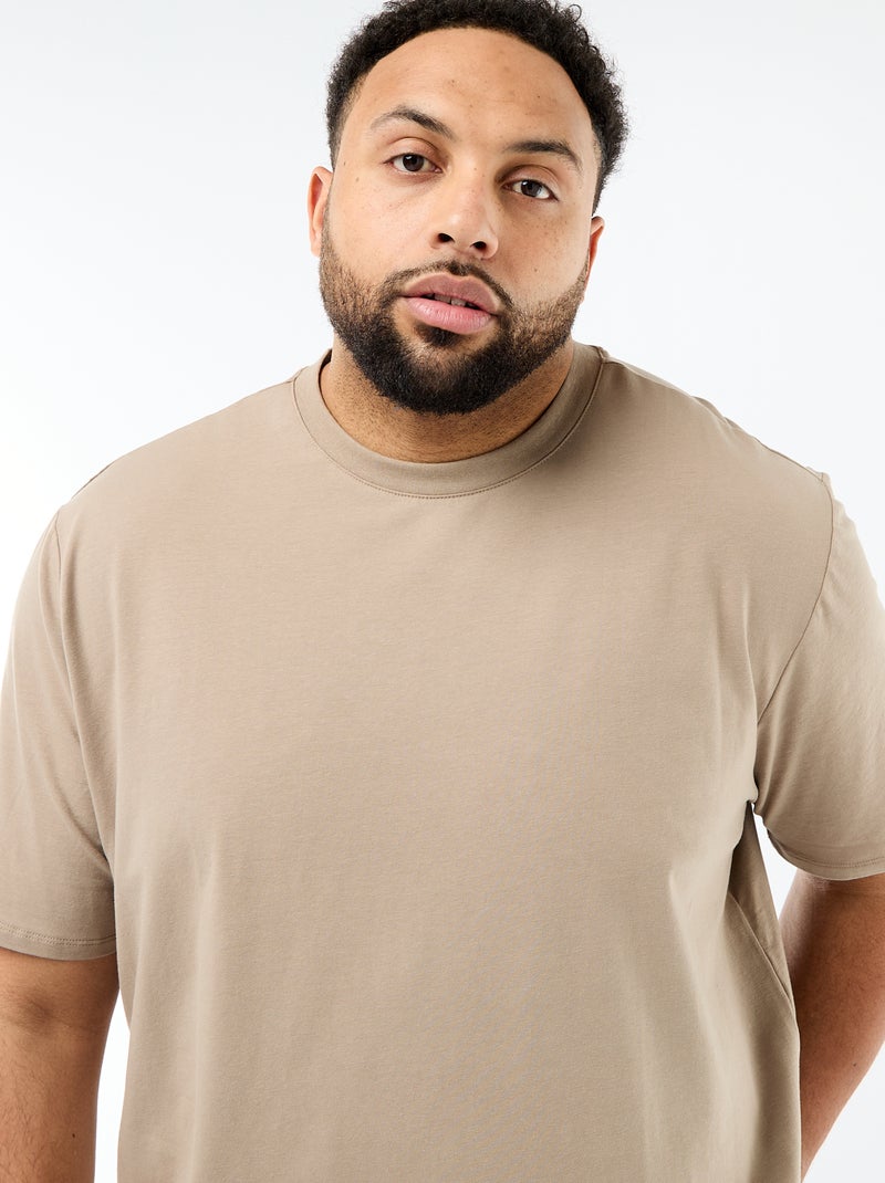 Tee-shirt uni regular fit Beige - Kiabi