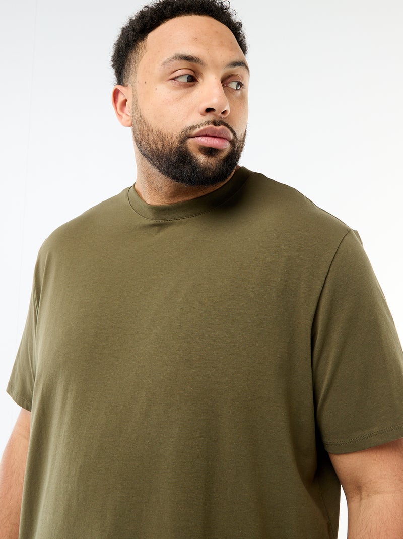Tee-shirt uni regular fit Kaki - Kiabi