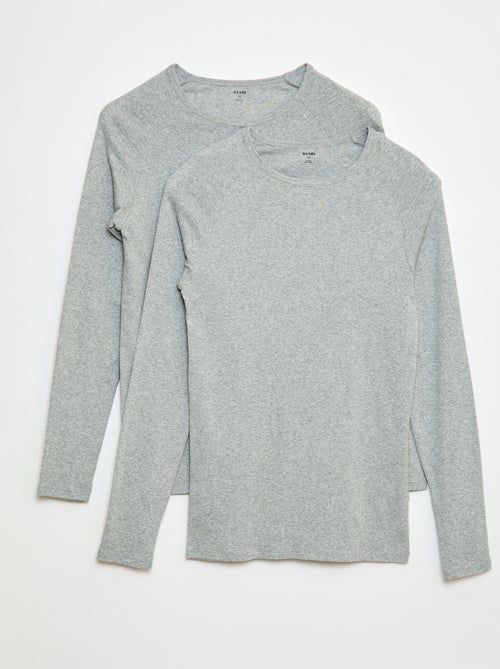 Tee-shirts basiques unis à manches longues - Kiabi