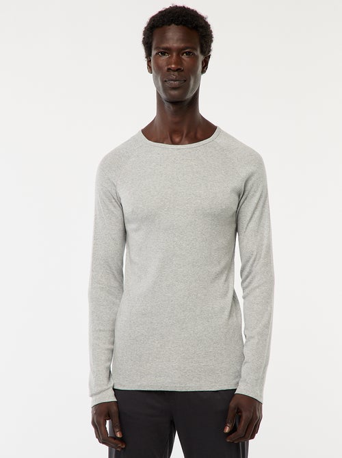 Tee-shirts basiques unis à manches longues - Kiabi