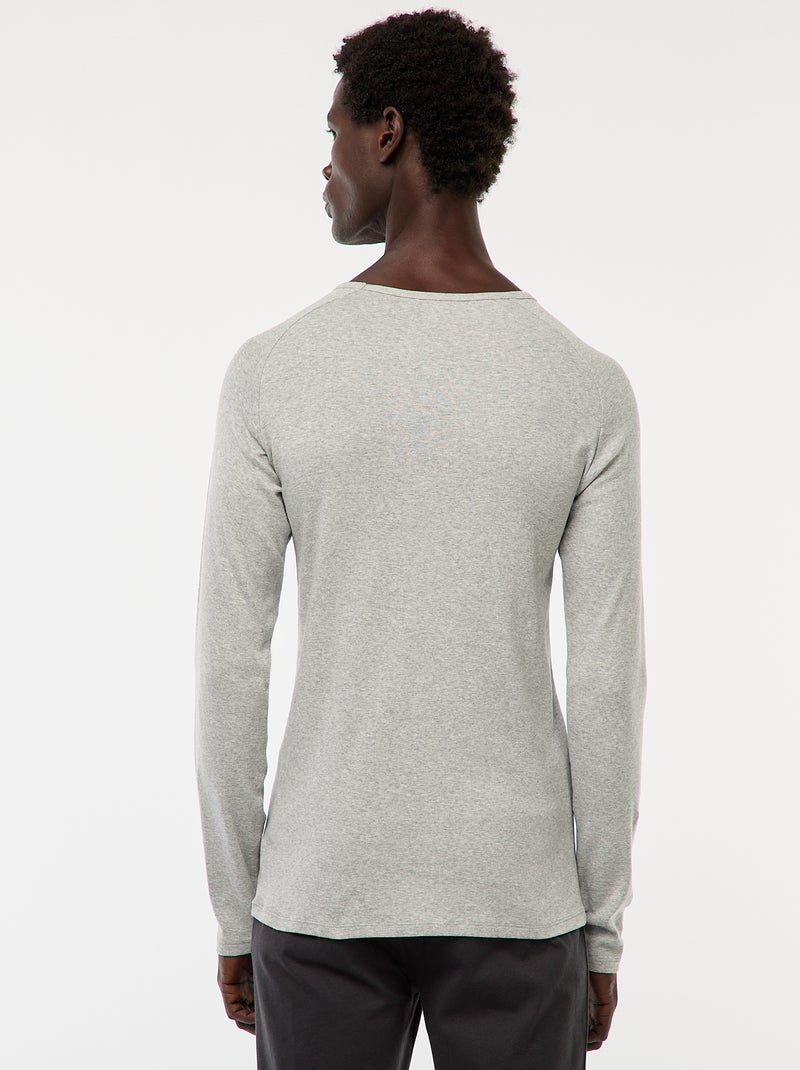 Tee-shirts basiques unis à manches longues Gris - Kiabi