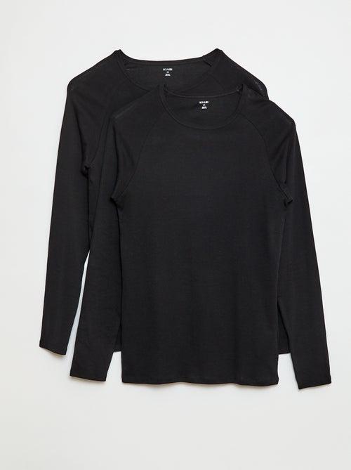 Tee-shirts basiques unis à manches longues - Kiabi