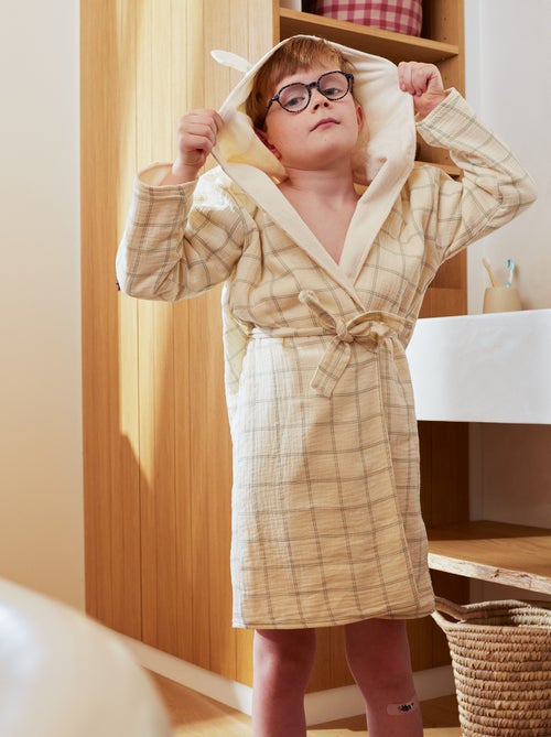 Terry and cotton gauze bathrobe - Kiabi Home - Kiabi