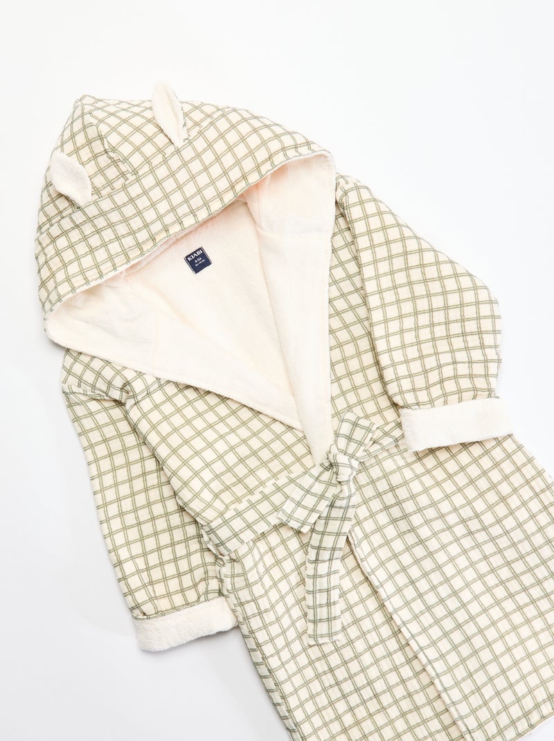 Terry and cotton gauze bathrobe - Kiabi Home Khaki - Kiabi