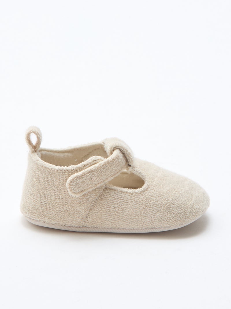Terry cloth ballet slippers Beige - Kiabi