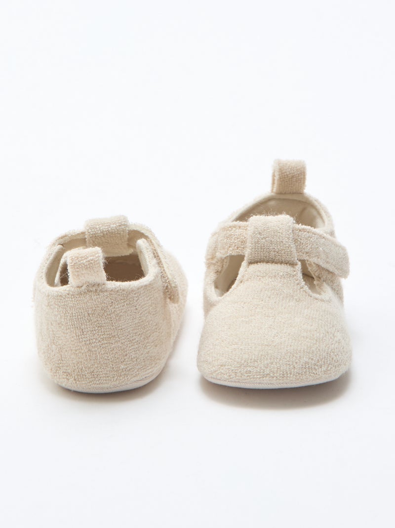 Terry cloth ballet slippers Beige - Kiabi