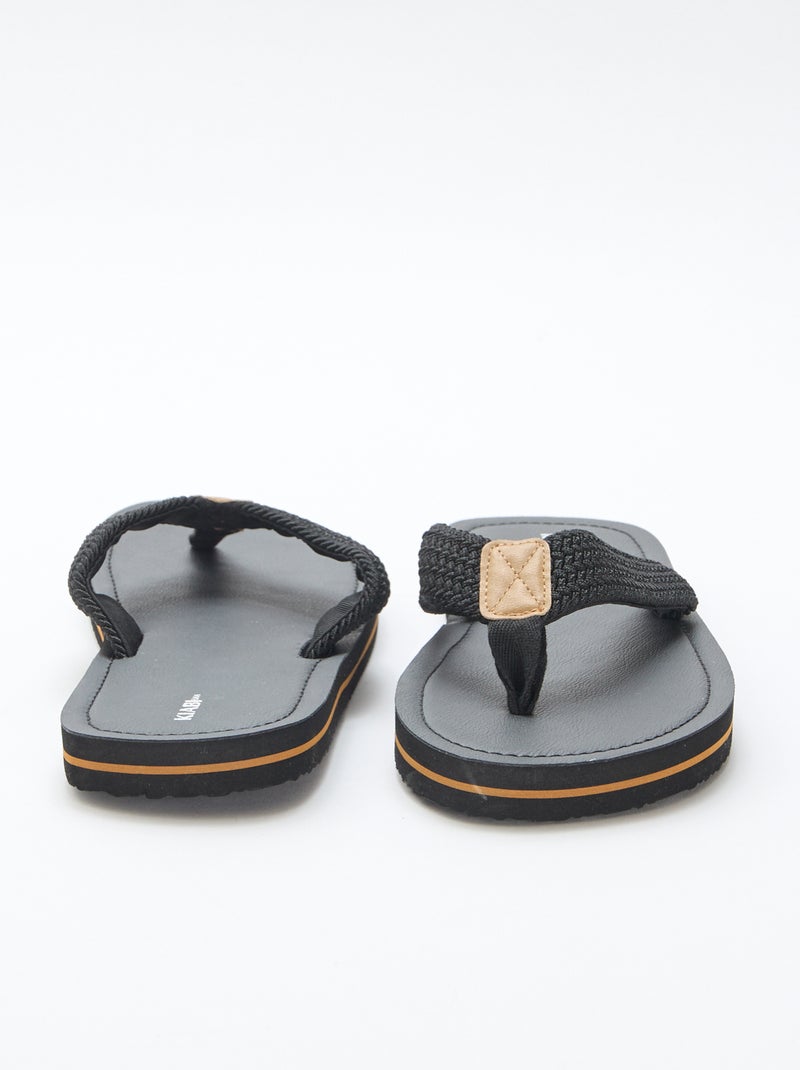 Textil-Flip-Flop mit Riemen Schwarz - Kiabi
