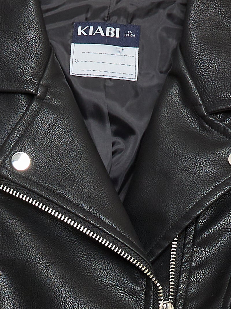 Textured Faux Leather Jacket Black - Kiabi