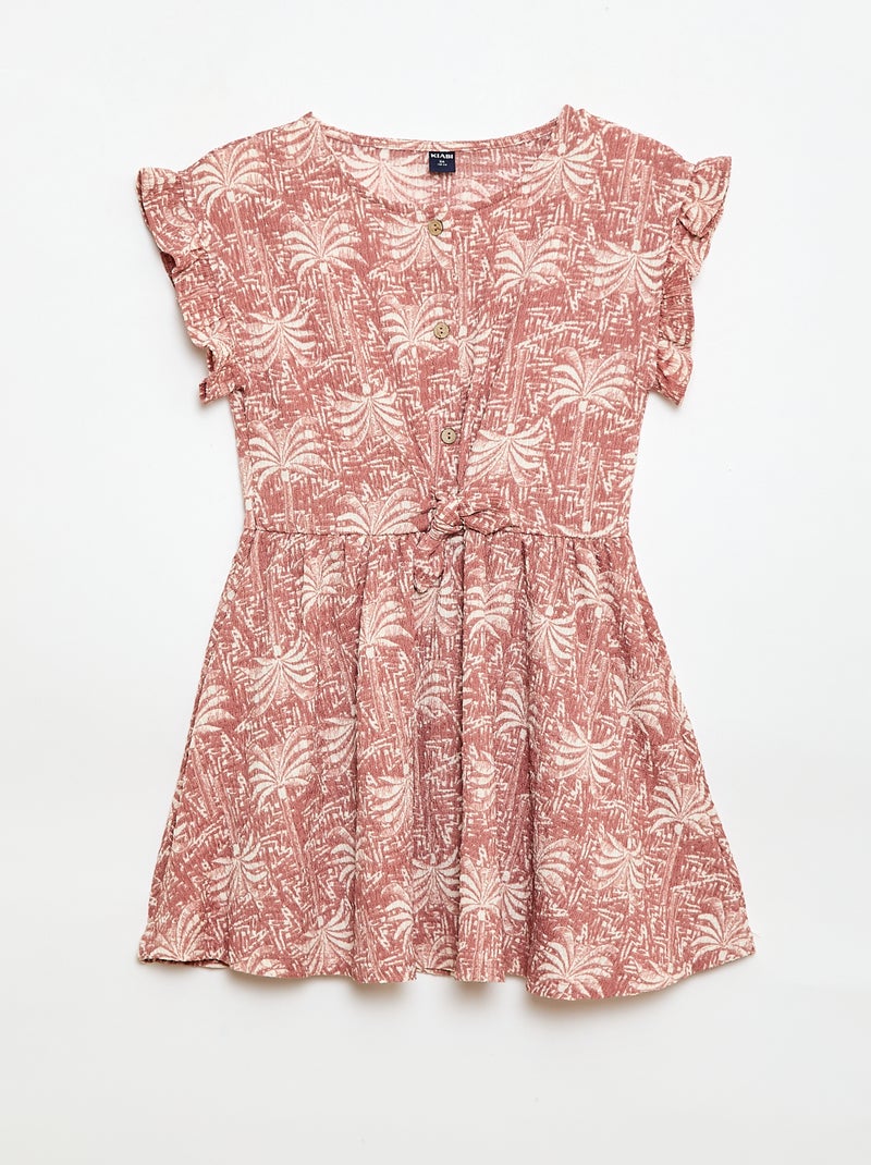 Textured Knit Button-Front Dress Pink - Kiabi