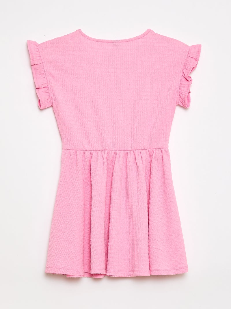 Textured Knit Button-Front Dress Pink - Kiabi