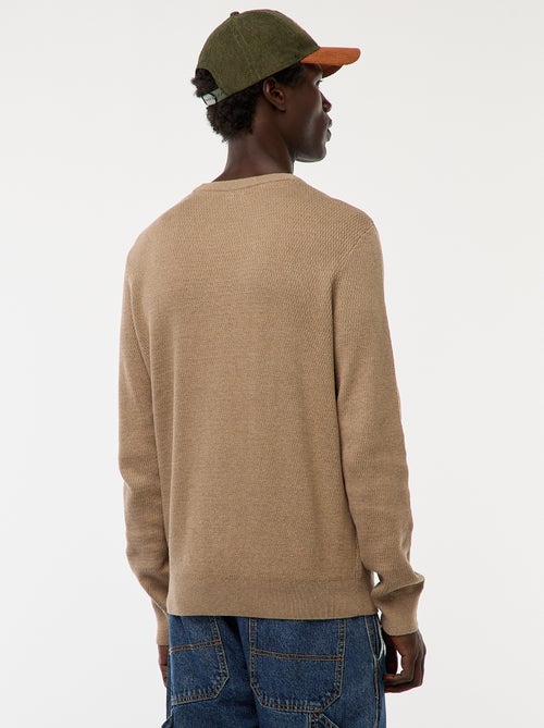 Textured Knit Crew Neck Sweater - Kiabi Textured Knit Crew Neck Sweater - Kiabi