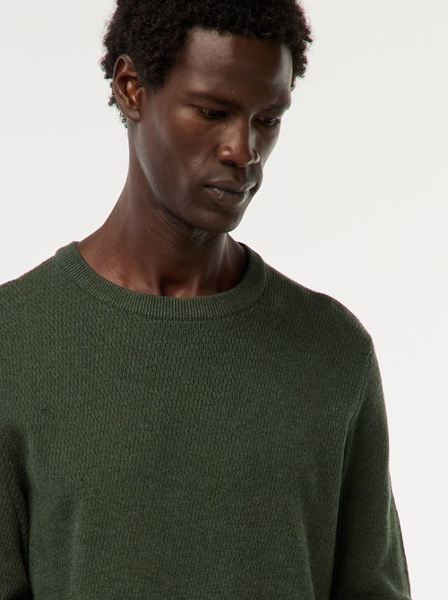 Textured Knit Crew Neck Sweater - Kiabi