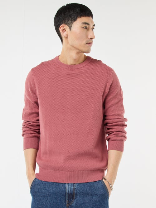 Textured Knit Crew Neck Sweater - Kiabi